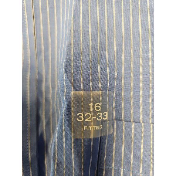 Stanford Travel Performance Super Shirt Size 16 32-33 Blue Striped New - Picture 3 of 7